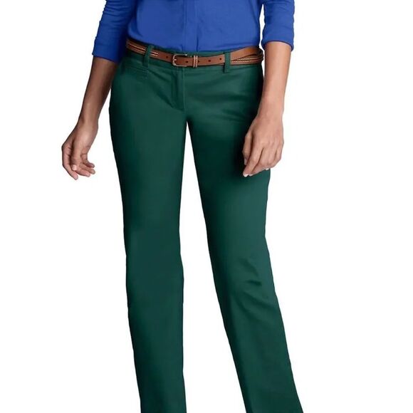 Lands’ End Women’s Dark Hunter Green Straight Leg Chinos/Pants Size 2 - Picture 1 of 4